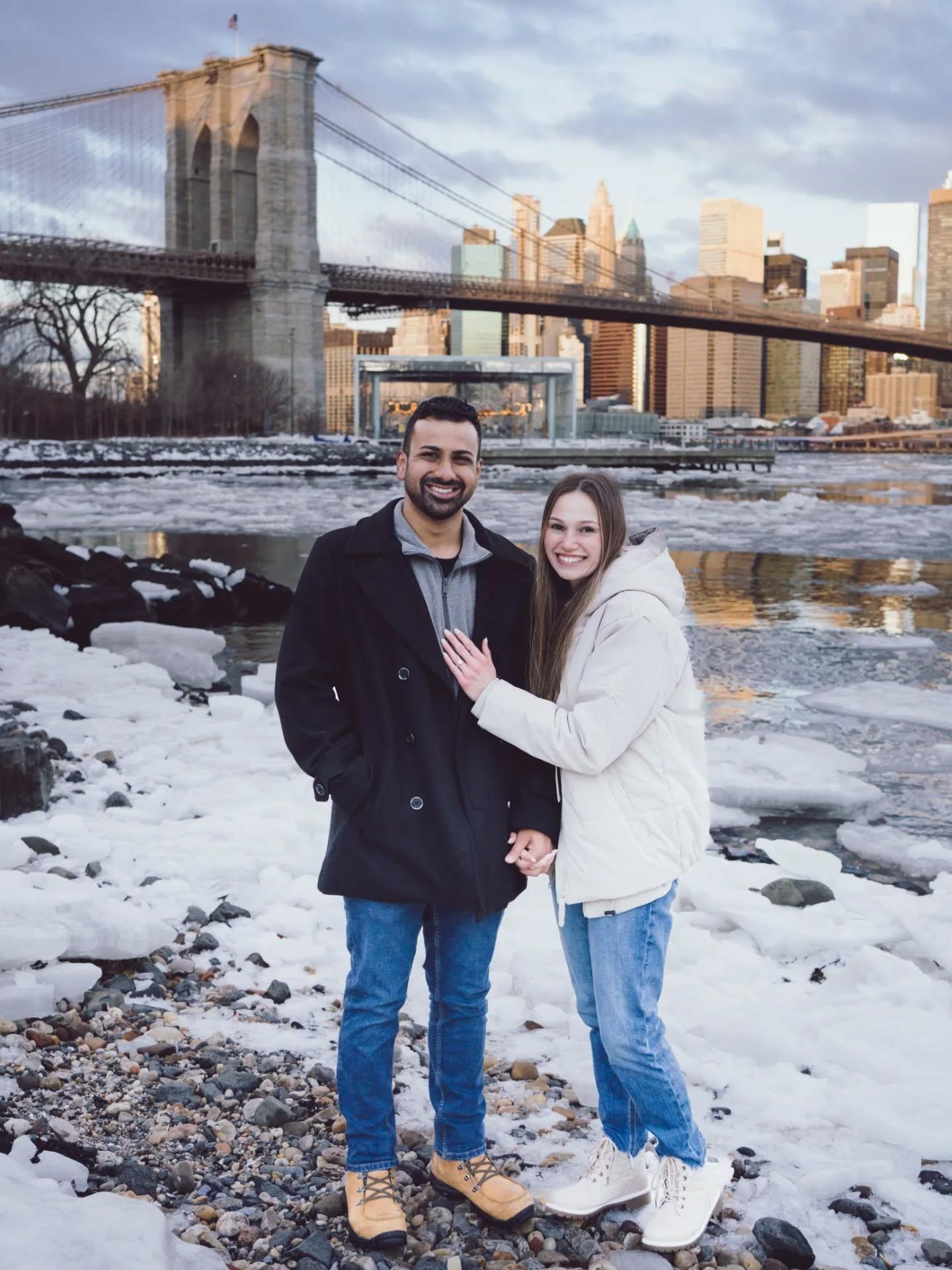A Winter Sunrise Proposal in DUMBO: Austin and Morgan's Love Story