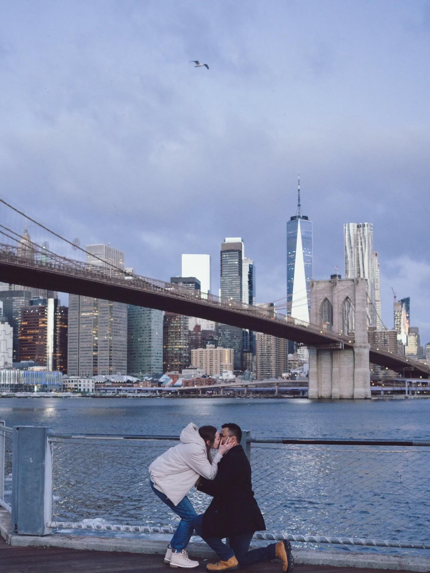 A Winter Sunrise Proposal in DUMBO: Austin and Morgan's Love Story